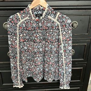 ME+EM Black and Red Patterned Blouse